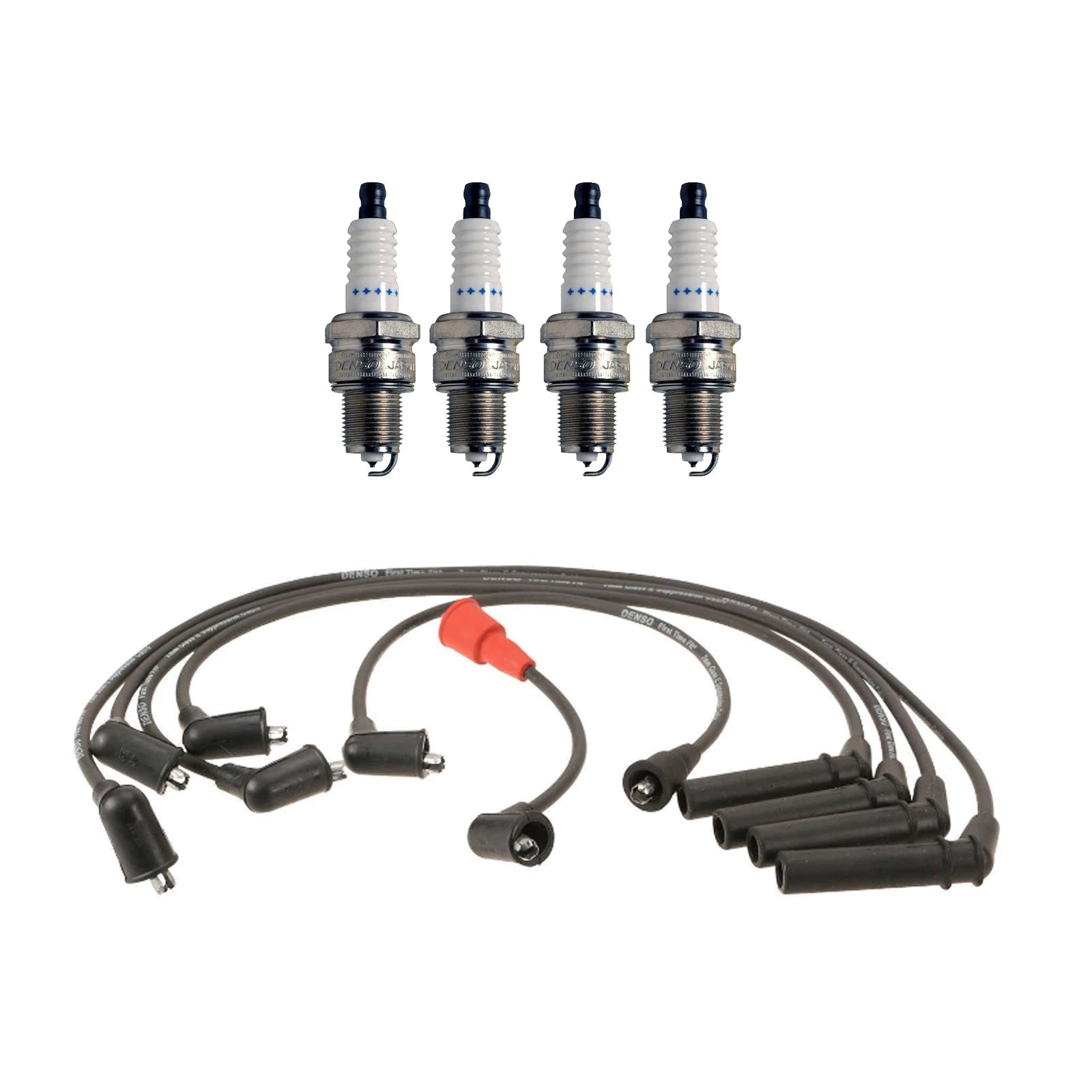 Denso 7mm Wire Set & 4 Double Platinum Spark Plugs for Dodge Plymouth L4