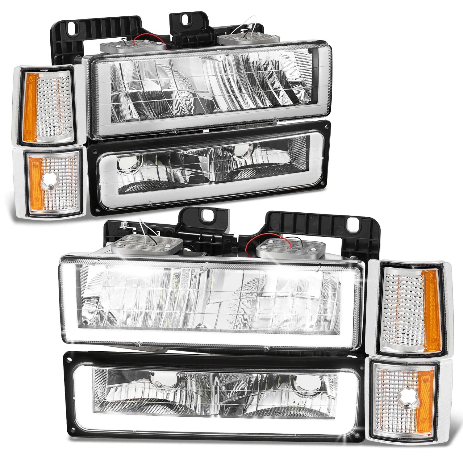 U-LED Headlight + Signal + Amber Corner Lamp for GMC C/K 1500-3500 (1994–2000)