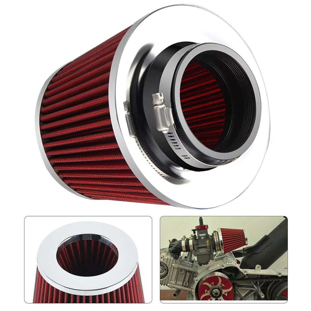 3" Inverted Neck Cone Dual Induction Intake Filter for Universal Fit