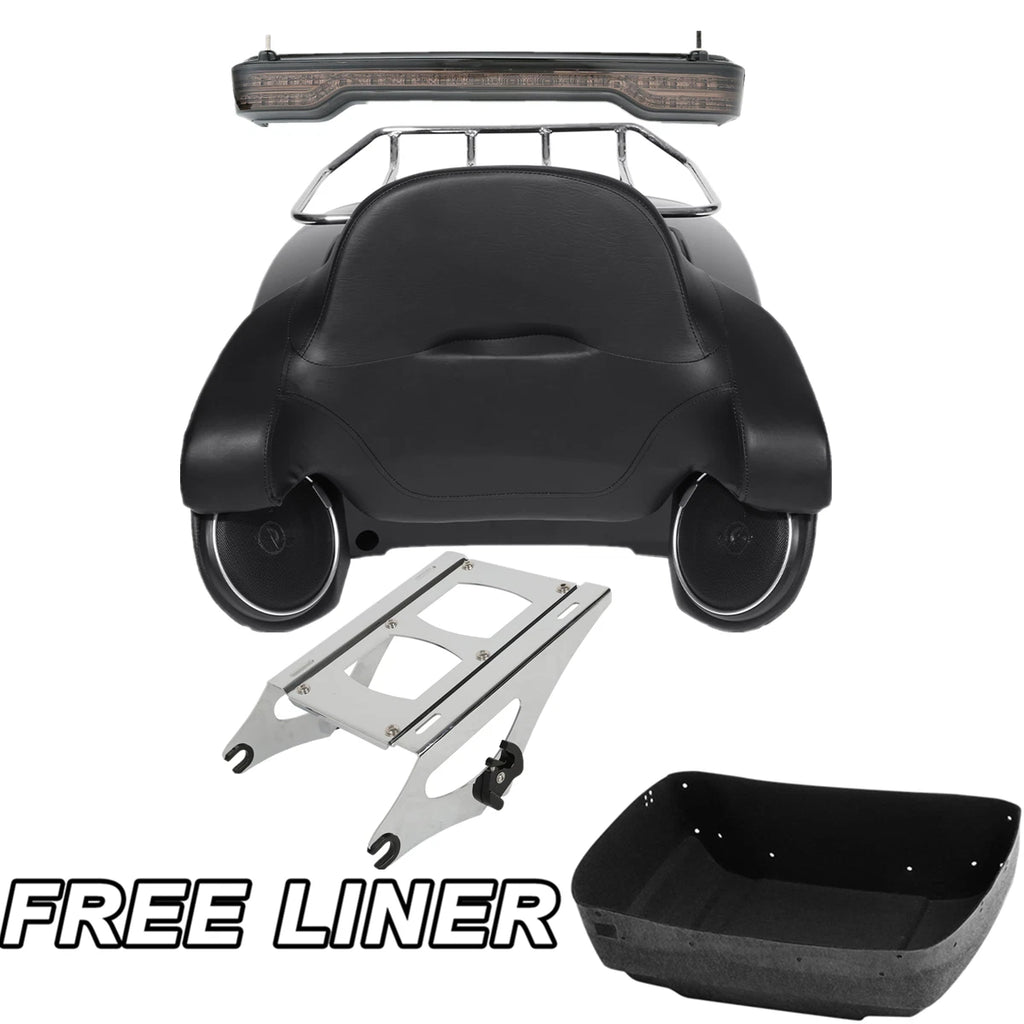 Trunk Pad Rack LED Light Speakers Mount for Harley Road Glide (2014–Up)