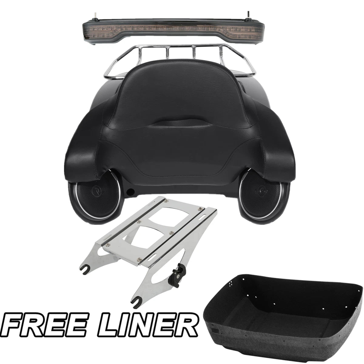 Trunk Pad Rack LED Light Speakers Mount for Harley Road Glide (2014–Up)