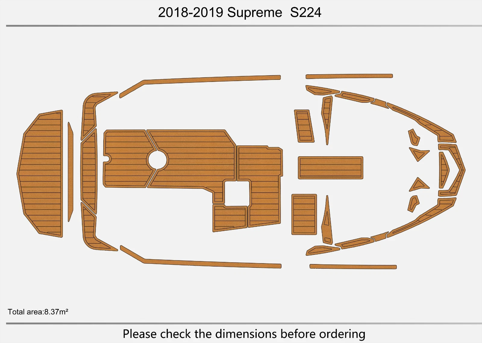 EVA Foam Teak Deck Floor Mat for Supreme S224 (2018–2019)