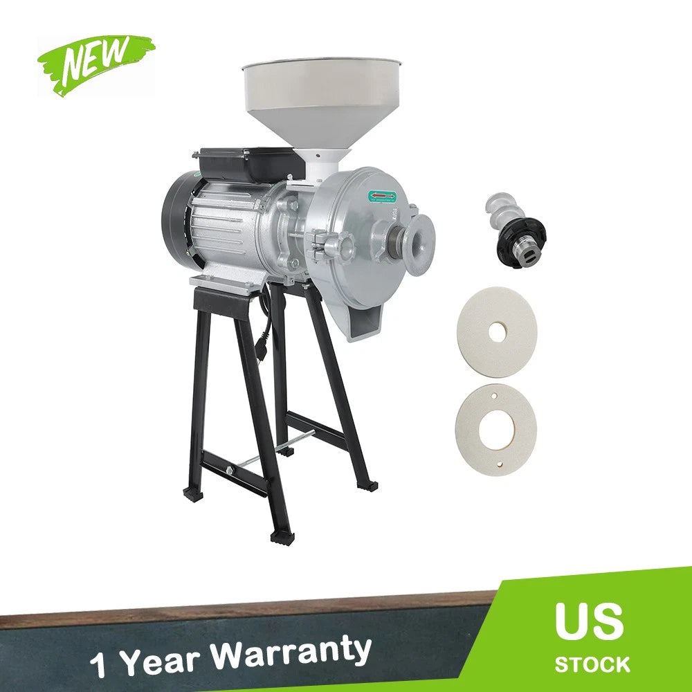 Electric Grain Mill Grinder 3000W for Coffee & Feed (110V)