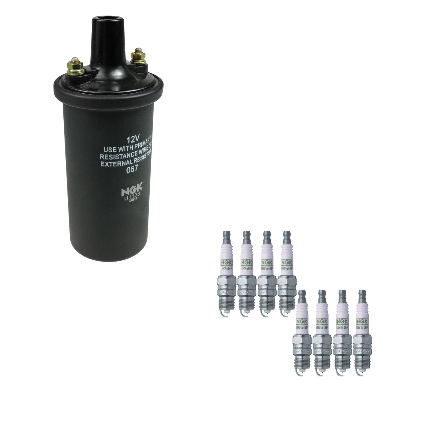 NGK Ignition Coil & 8 Platinum Spark Plugs Kit for Corvette Falcon Sprint