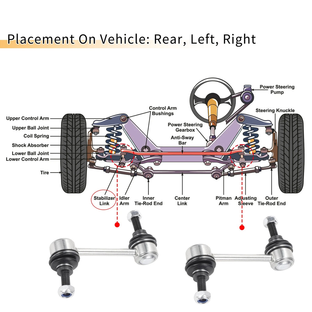 2X Rear Stabiliser Sway Bar Link for Toyota Corolla (1988–2002) No.K9545