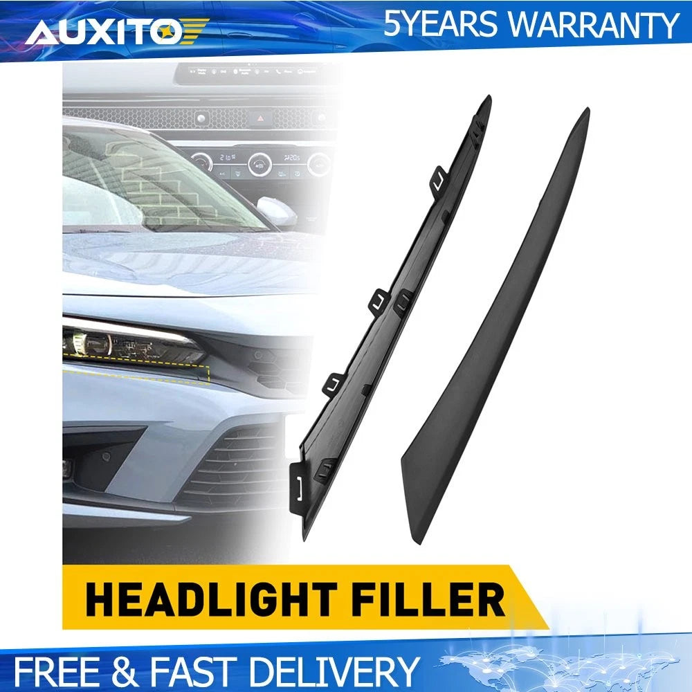 Set of 2 Headlight Molding Trim Lower Filler Cover for Honda Civic (2022–2023)