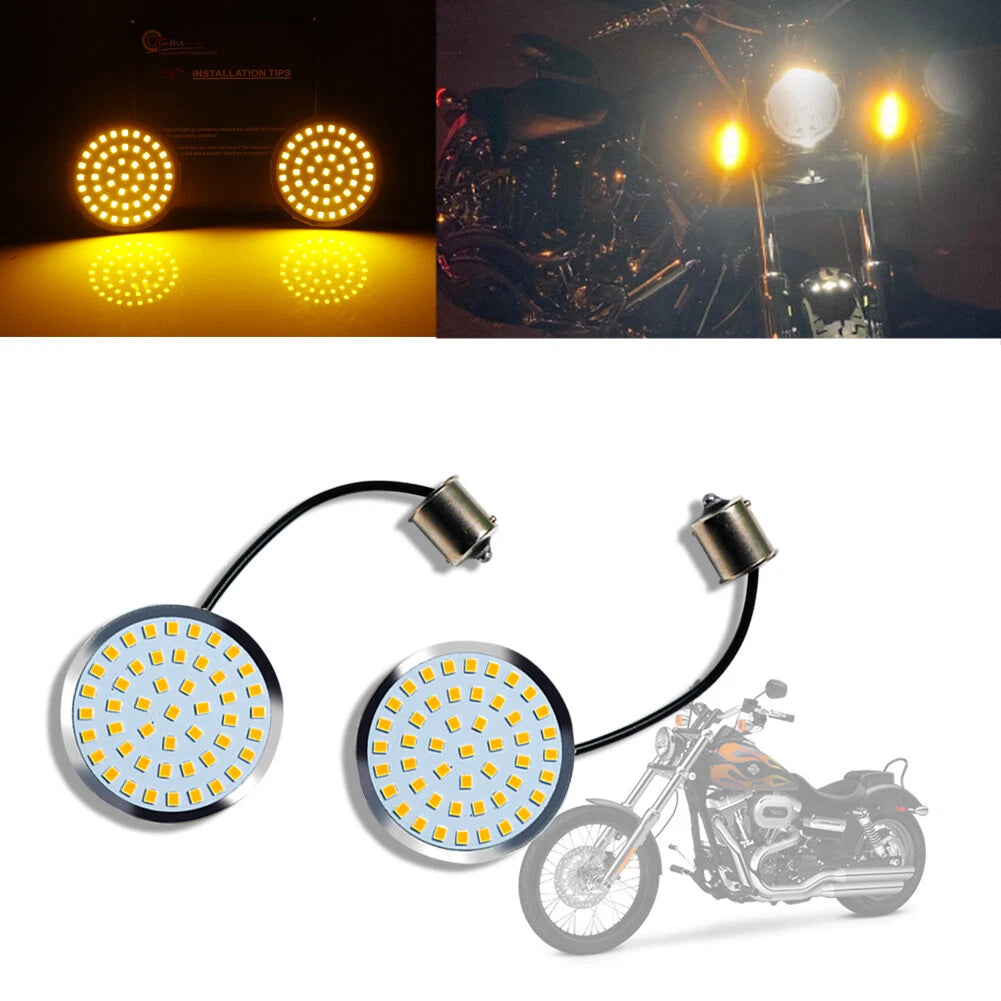 48-LED Amber Front Turn Signal Inserts for Harley Road King Electra Glide