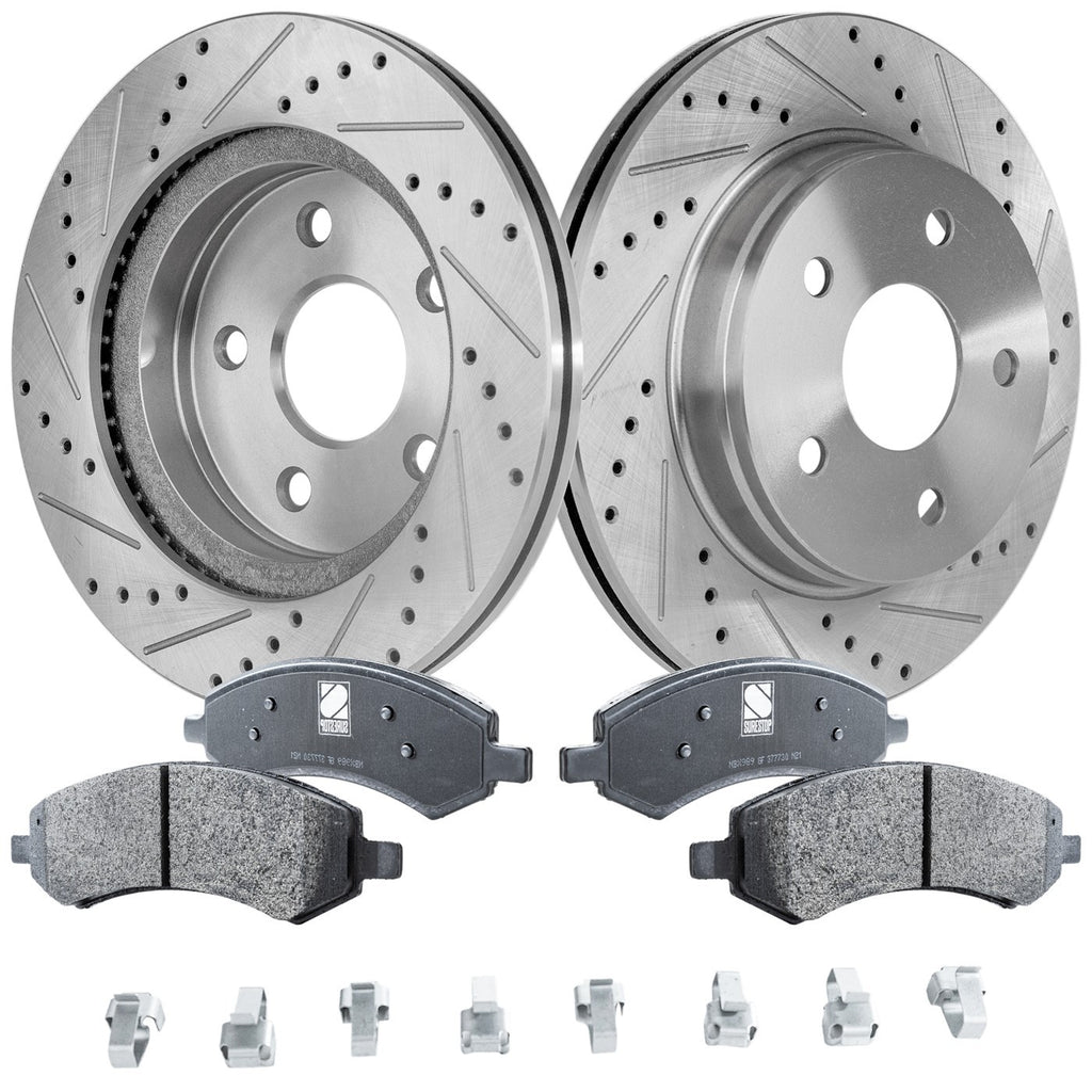 Front Brake Disc Rotors and Pads Kit for Ram 1500 Classic, Dakota