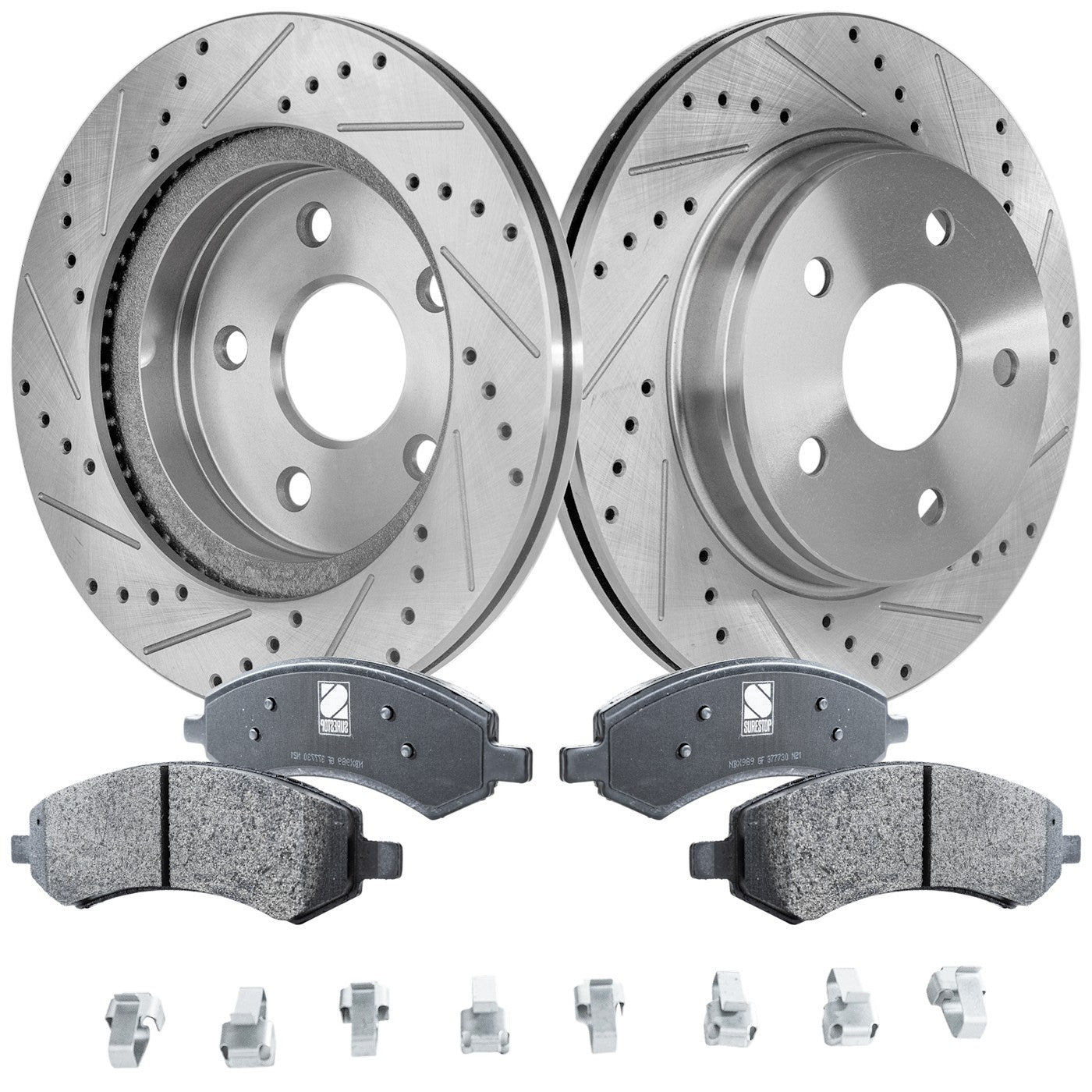 Front Brake Disc Rotors and Pads Kit for Ram 1500 Classic, Dakota