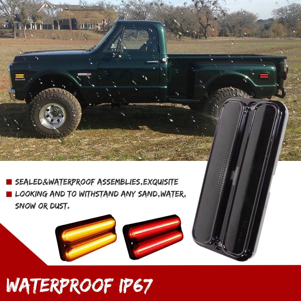 Set of 4 Smoked Lens LED Side Marker Lights for Chevy GMC Truck (1968–1972)