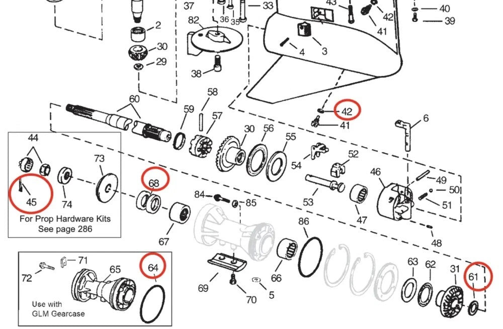 Lower Unit Gearcase Seal Kit for Johnson Evinrude 150-225 HP (0341281)