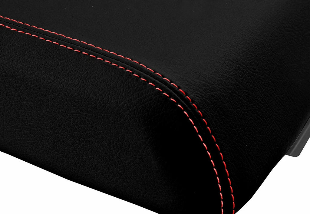 Leather Console Lid Bucket Seat Cover for Ford F250 (1999–2010) Red Stitch