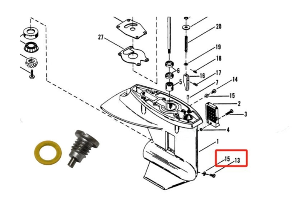 Gearbox Drain & Fill Screw Kit for Mercury MerCruiser (10-79953Q04, 22-8M0058389)