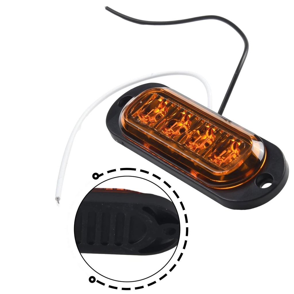 2X LED Side Marker Lights for Truck (DC 12V-24V) - Yellow 3.38in