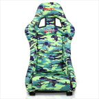NRG FRP-303-GIJ Green Camo Prisma Fixed Back Racing Bucket Seat for Universal (2000–2023)