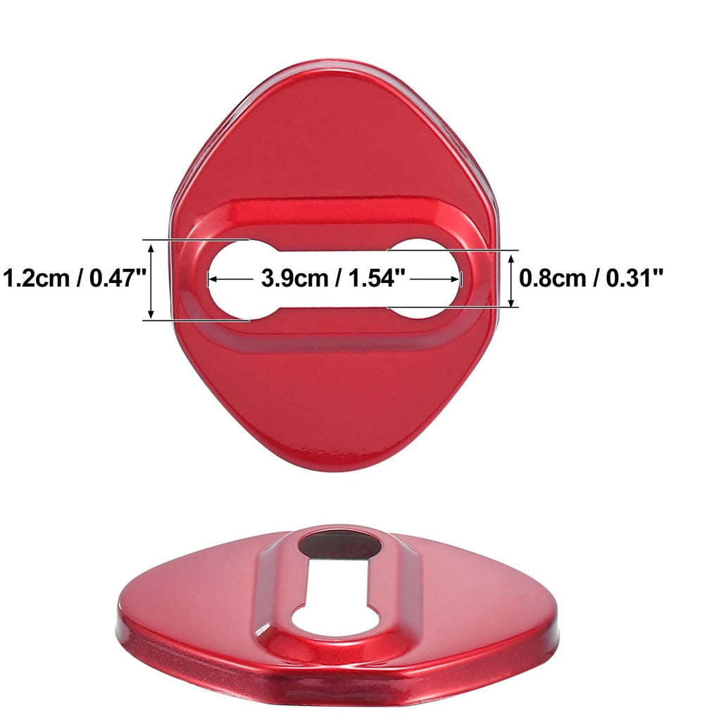 Set of 4 Door Lock Latch Striker Covers for Toyota (w/ Adhesive, Red)