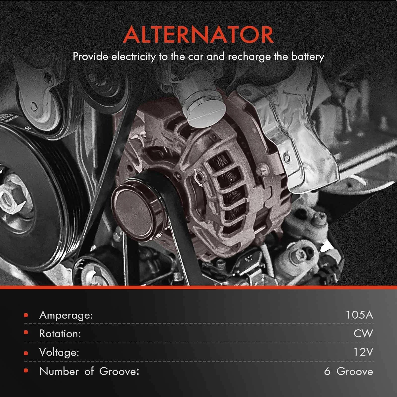 Alternator for Chevrolet Corvette (1984–1996) 5.7L V8 105A 12V