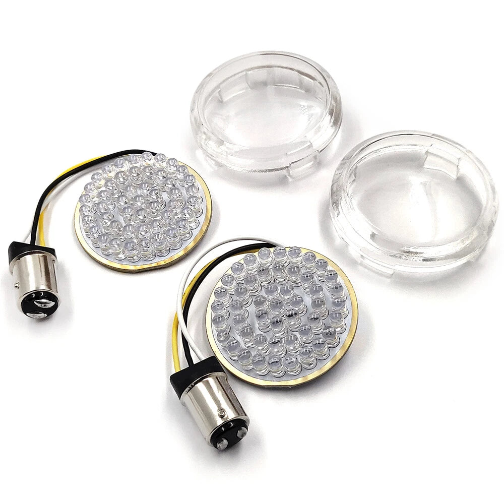 2X 1157 Bullet White/Amber LED Turn Signal Insert for Harley