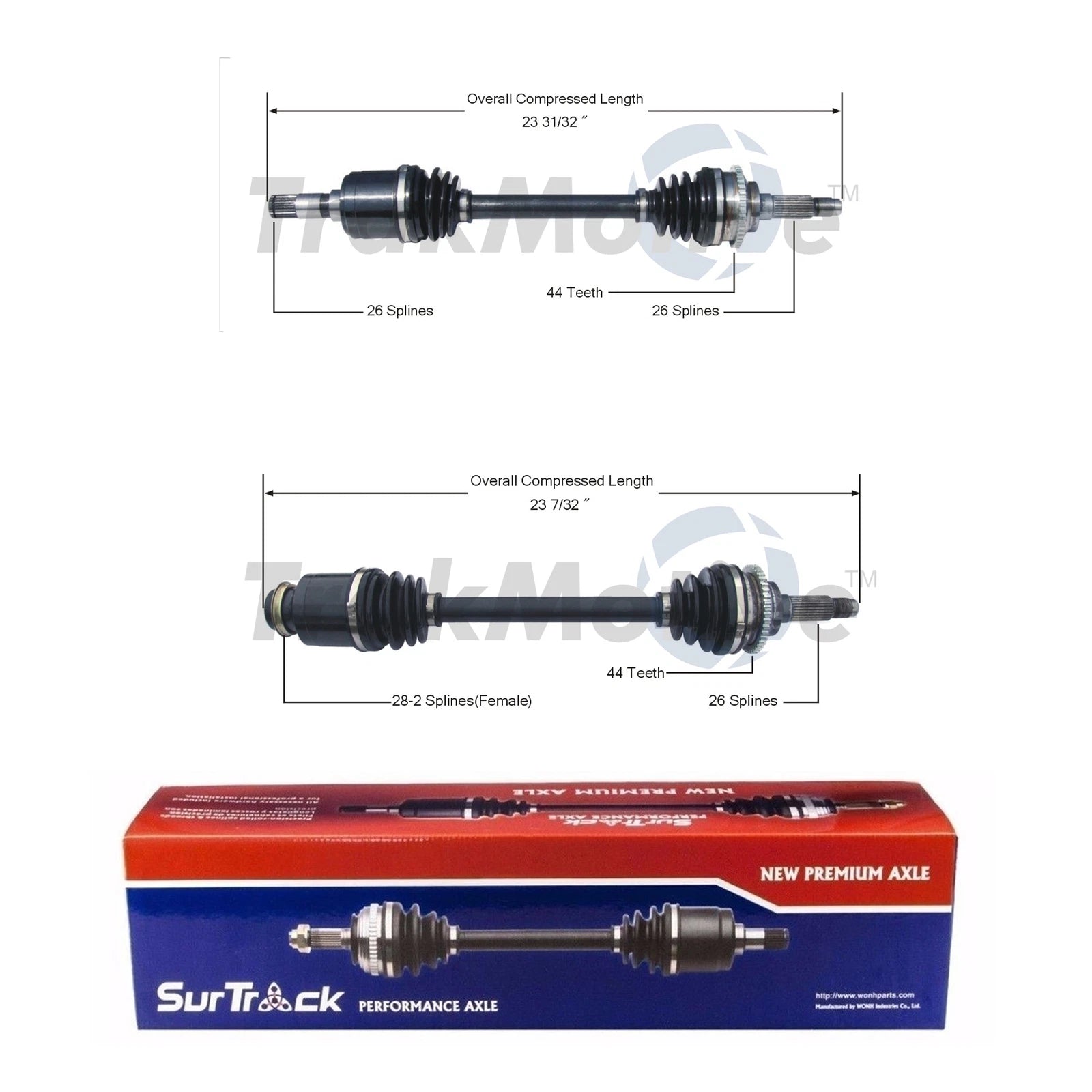 2X Front CV Axle Shafts for Mazda Protege5 (2001–2003) SurTrack