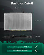 Radiator for Hyundai Santa Fe GLS 3.3L (2007–2009) Aluminum Core Plastic Tank