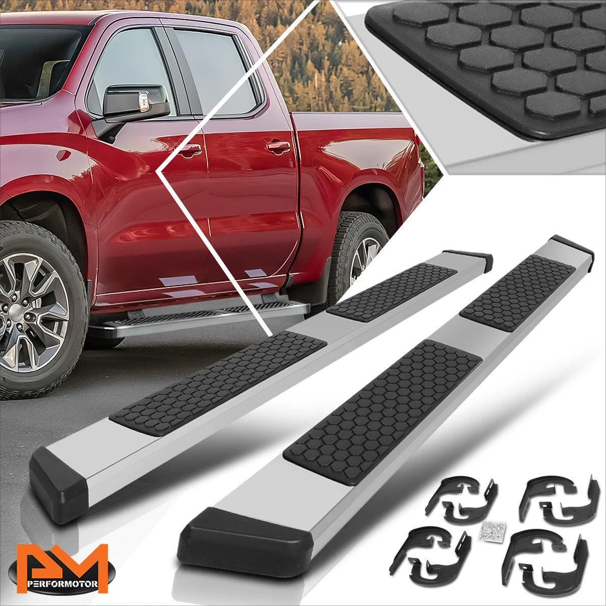 Set of 2 Honeycomb Step Pad Running Boards for Silverado/Sierra (2019–2024)