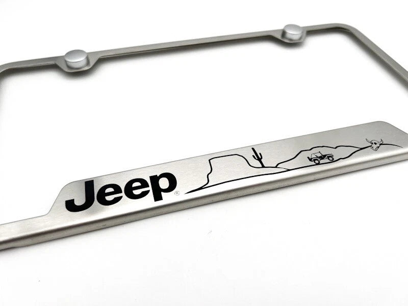 License Plate Frame Brushed Stainless Heavy Duty for Jeep Wrangler (2018–2024)