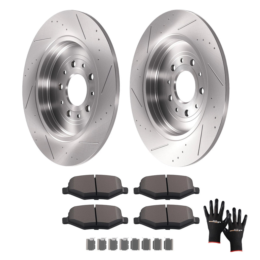 Rear Brake Rotors & Ceramic Pads Set for Ford Taurus (2010–2019), Edge (2011–2014)