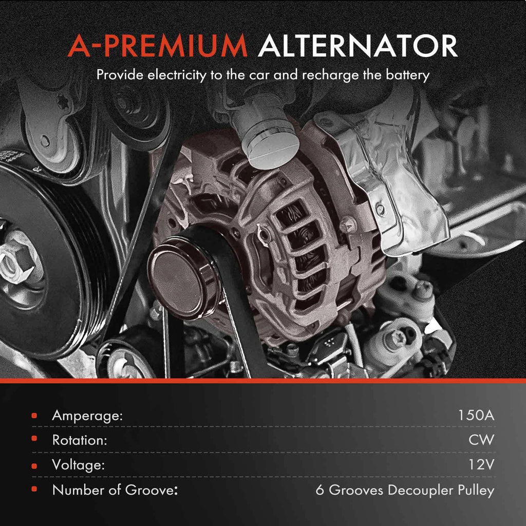 Alternator for Ford Mustang (2011–2014) V6 3.7L 150A 6-Groove Pulley