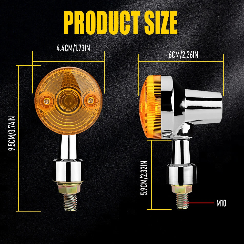 Chrome Amber Motorcycle Blinker Turn Signals for Yamaha Kawasaki Honda
