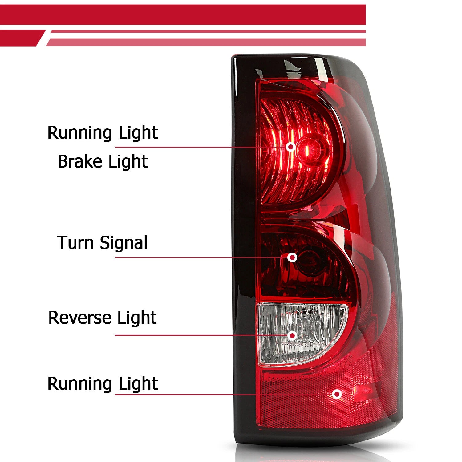 Red Brake Tail Lights for Chevy Silverado 1500 2500 3500HD (2003-2006)