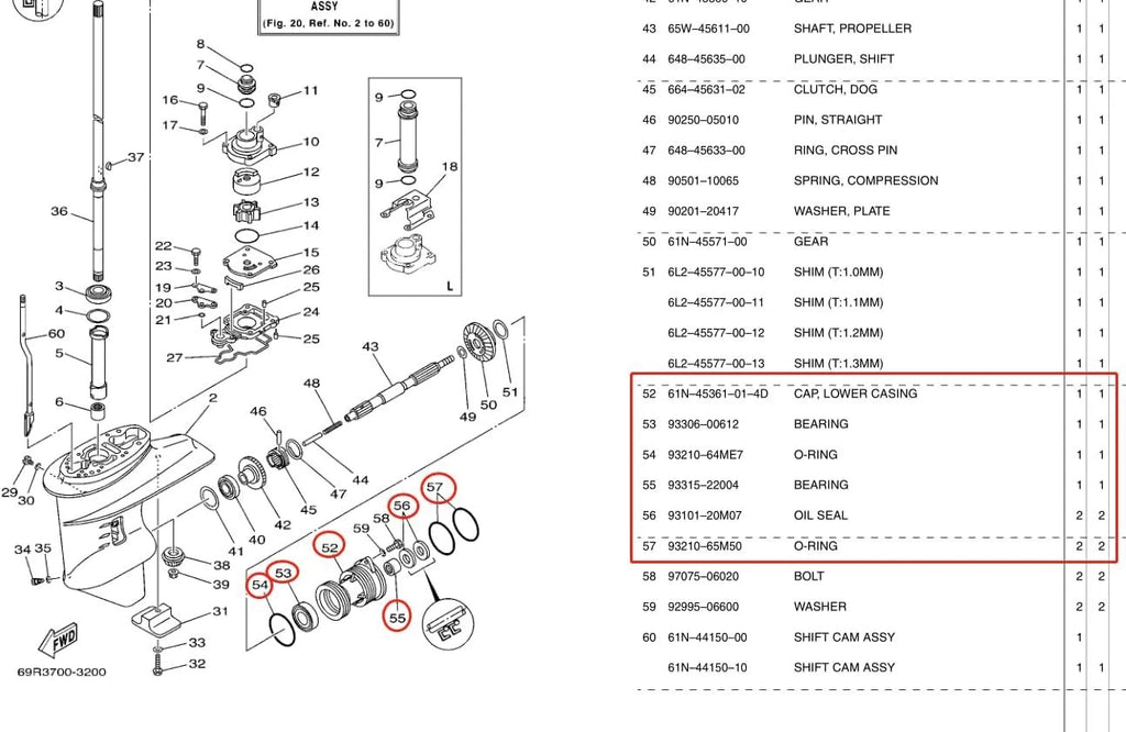 Gear Box Cap Lower Casing for Yamaha Outboard 25 30 HP (61N-45361-01-4D)