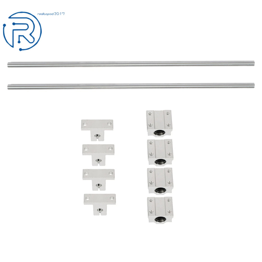 2Pcs 8mm Linear Motion Rail Shaft w/ 4 SCS8UU Bearings & SK8 Support