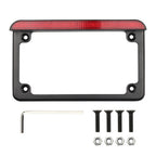 Motorcycle License Plate Frame with LED Light for Universal Fit