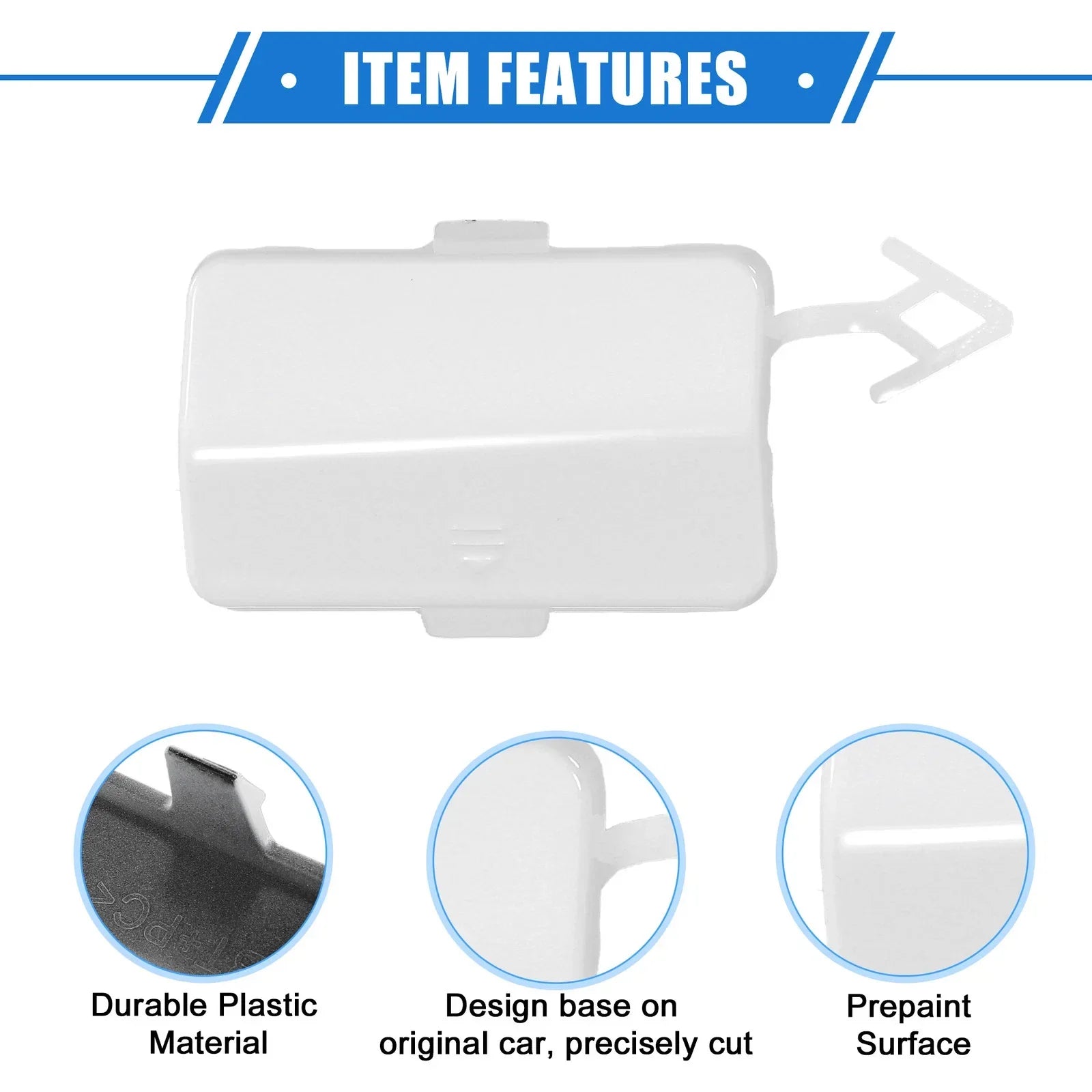 Rear Bumper Tow Hook Eye Hole Cap for Mercedes-Benz R320 (2007-2009) White