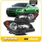 Set of 2 Headlight Assemblies for Chevrolet Malibu (2008–2012) Black Housing