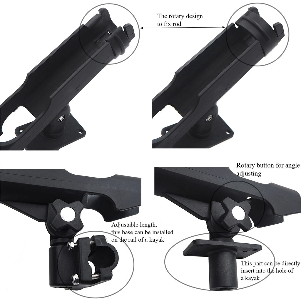 Adjustable Side Rail Mount Fishing Pole Rod Holder for Kayak Boat (1PC)