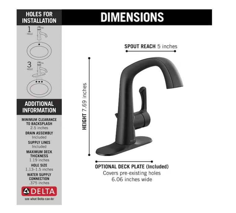 Delta Larkin 15890LF Single Handle Bathroom Faucet for (USED)