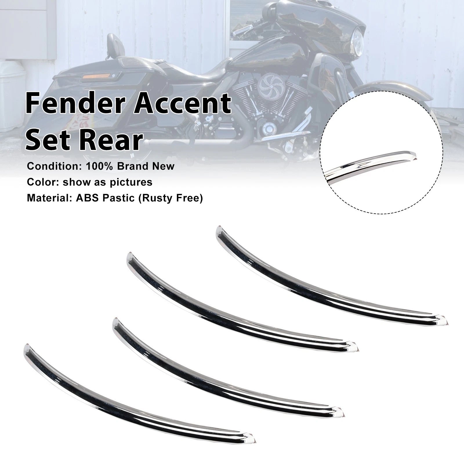 Set of 2 Rear Fender Accents for FLHX Street Glide (2006–2013) Chrome