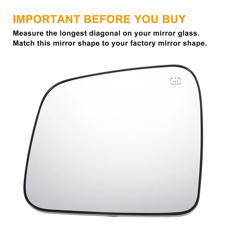 Left Side Heated White Mirror Glass for Dodge Durango, Jeep 