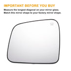 Left Side Heated White Mirror Glass for Dodge Durango, Jeep 