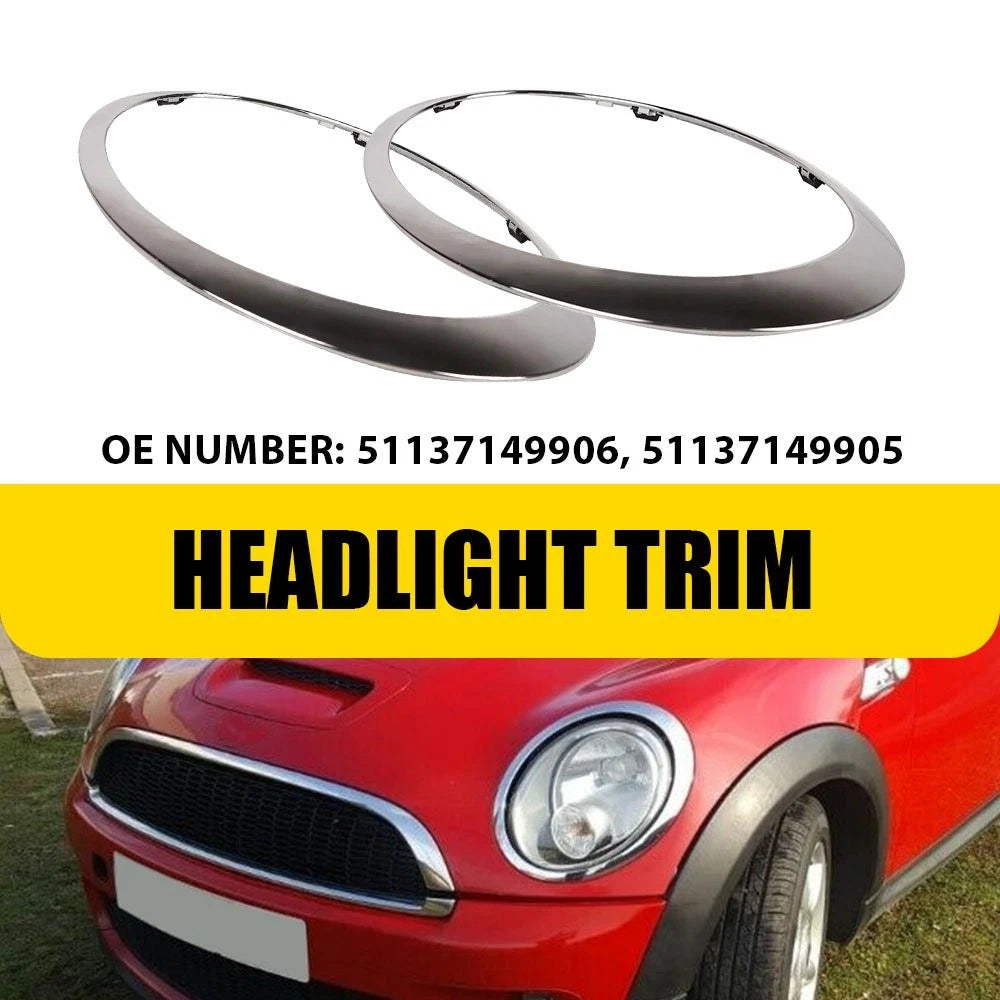 2X Headlight Bezel Trim for Mini Cooper (2011–2015) R55 R56 R57 R58 R59 H