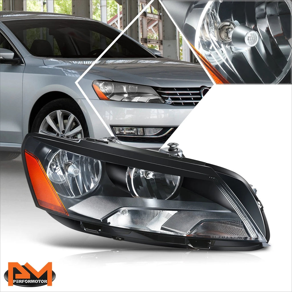 Right Side Headlight Lamp for VW Passat (2012–2015) - Amber Corner, Black