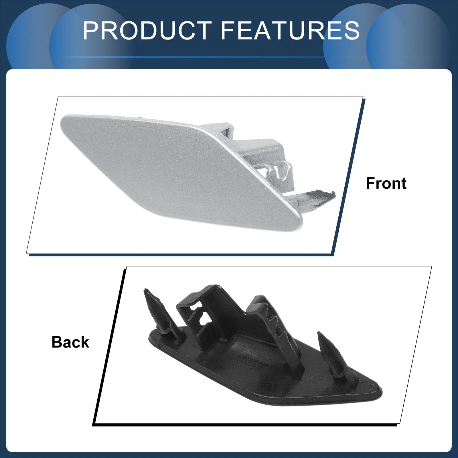 Front Right Washer Nozzle Cover Cap for Volkswagen Passat B8 (2015–2023) Silver Tone