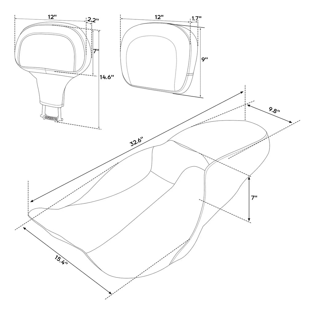 Black Driver Passenger Seat + Backrest for Harley Road Street Glide (2009-2023)