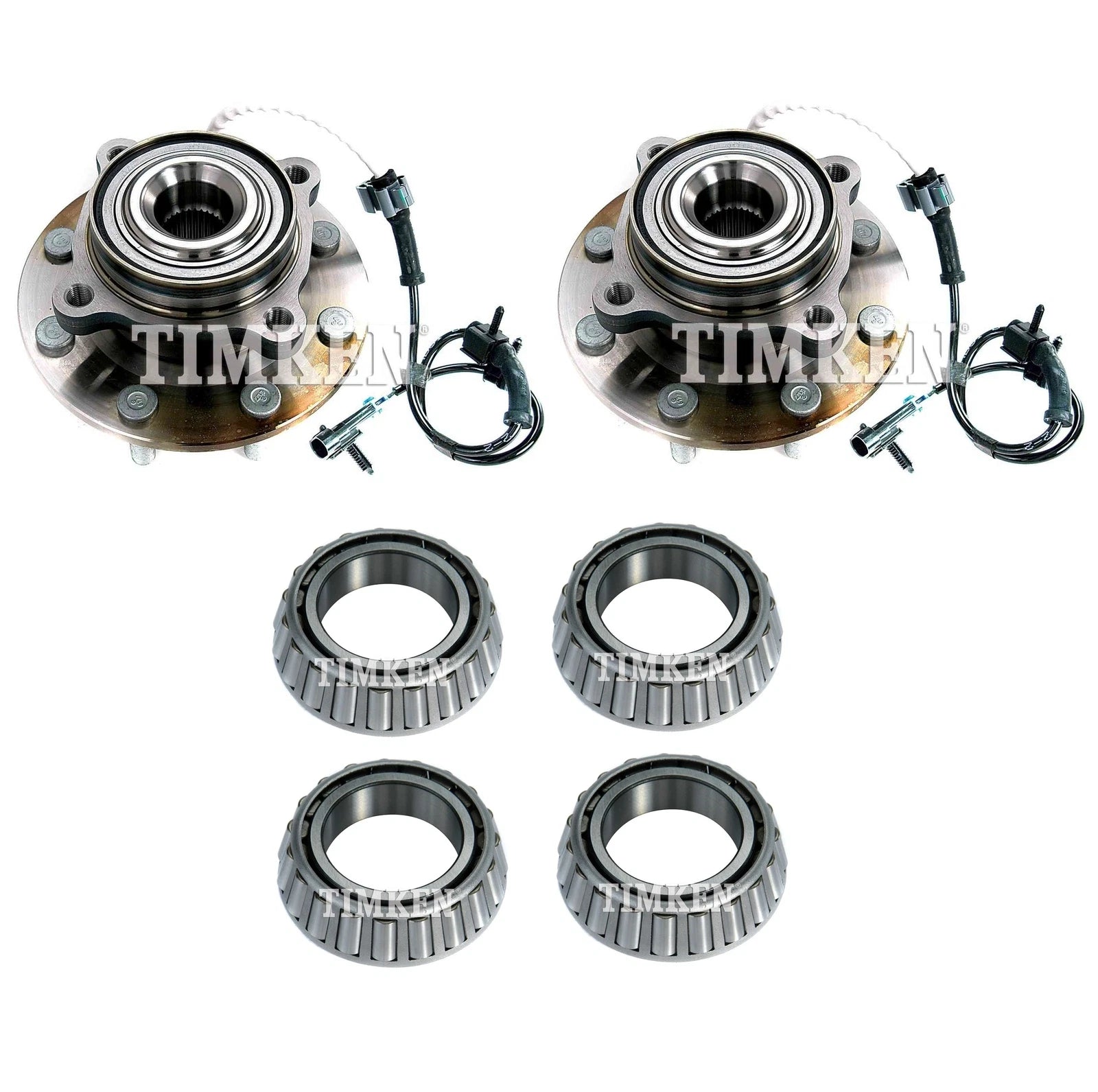 Front and Rear Wheel Bearings & Hubs Kit for Silverado Sierra 3500 (2001–2019)