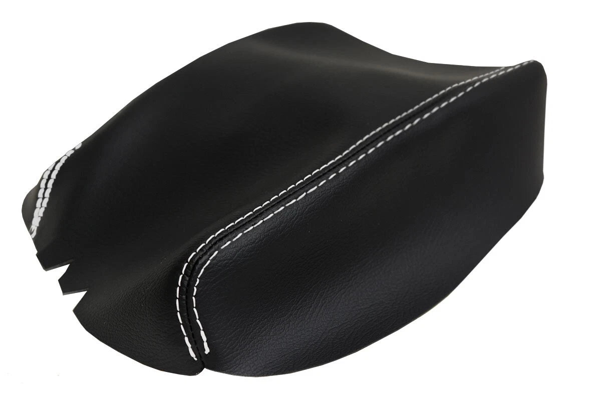 Leather Console Lid Armrest Cover for Ford Ranger (2019–2020) White Stitch