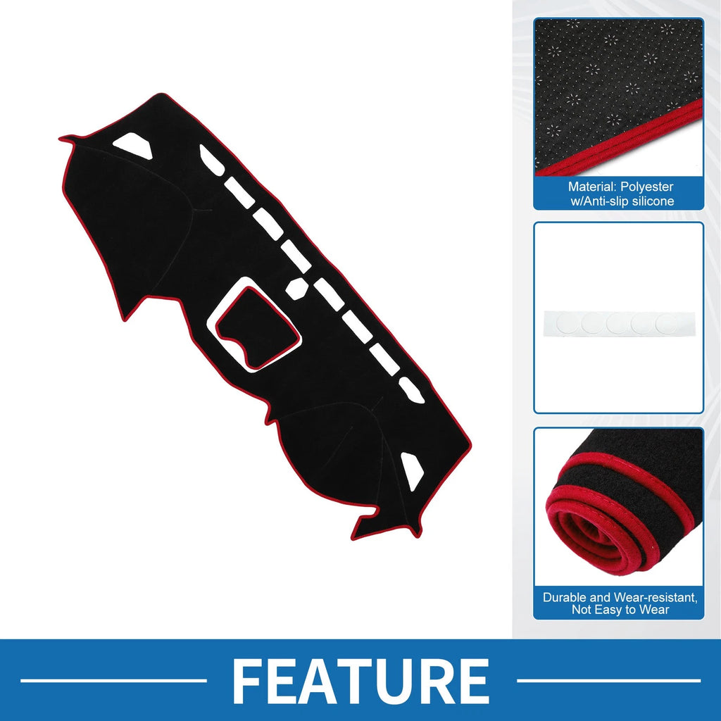 Dashboard Cover Mat for Hyundai Santa Fe Sport (2013–2018) Black Red
