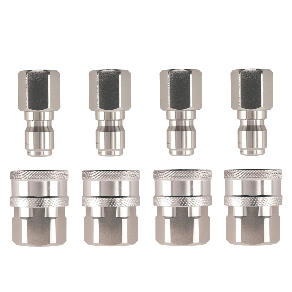 3/8in Quick Connect Stainless Steel Pressure Washer Adapter for 4Sets (—)
