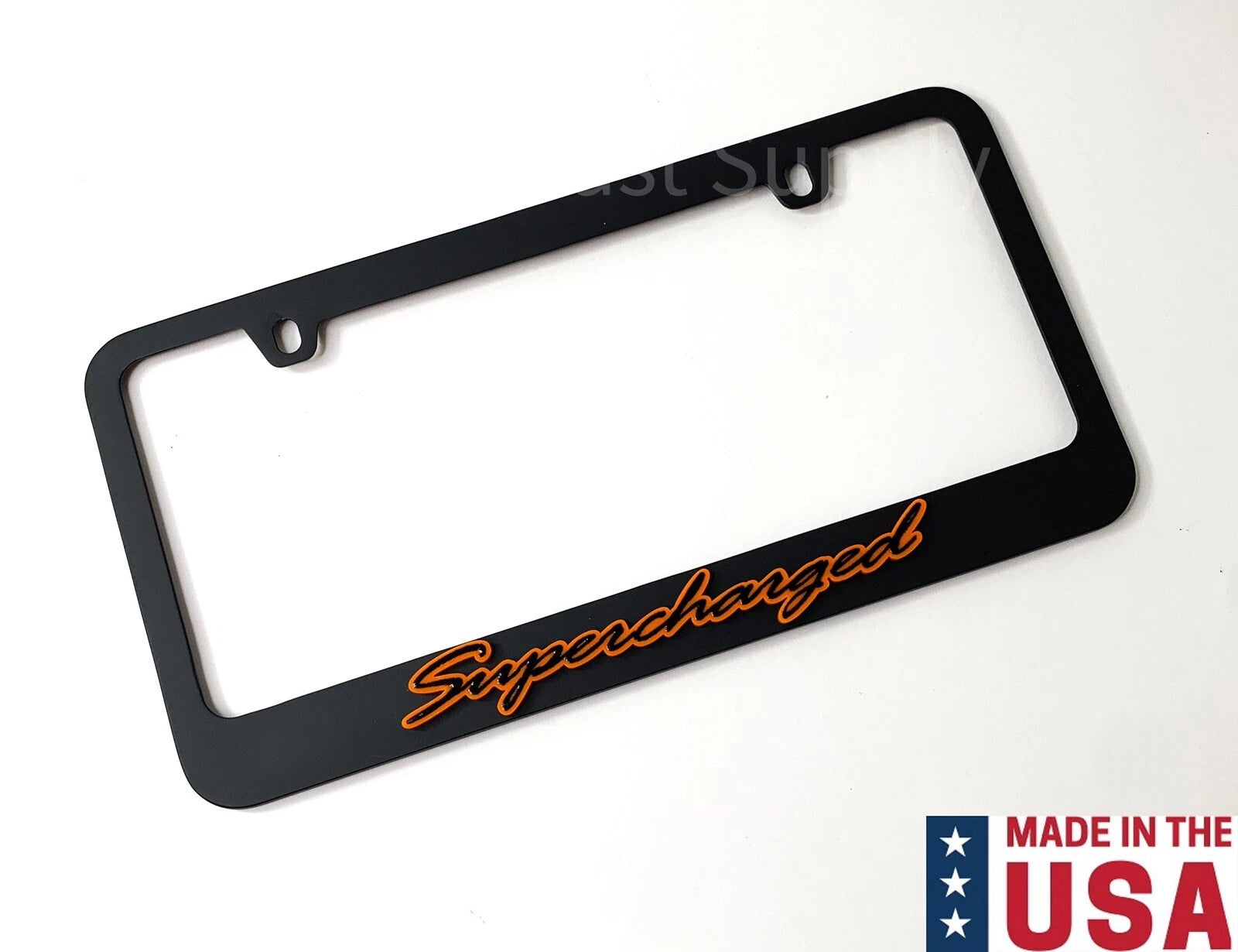 Matte Black Premium License Plate Frame w/ Orange Outline for Chevrolet (2010–2020)