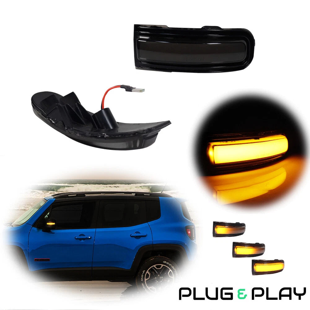 Sequential LED Side Mirror Turn Signal Lights for Jeep Renegade (2015–2022)